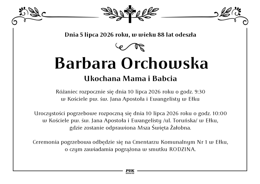 Barbara Orchowska - nekrolog